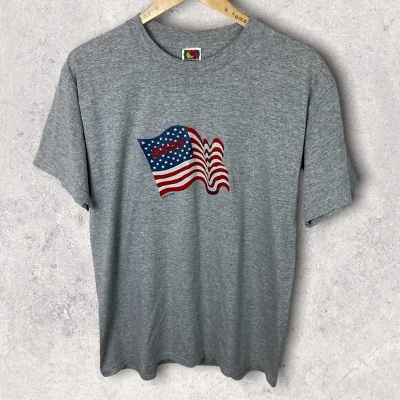 Vintage DARE American Flag Short Sleeve Tee Fruit of the Loom Size Large T-Shirt - Picture 1 of 12
